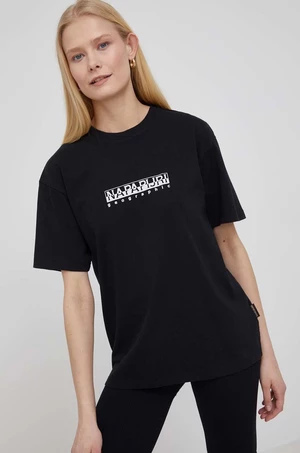 Bavlnené tričko Napapijri S-Box čierna farba,, NP0A4GDD0411