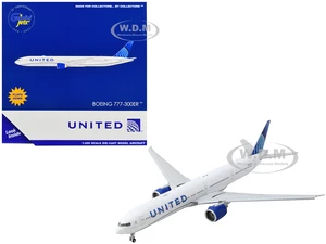 Boeing 777-300ER Commercial Aircraft with Flaps Down "United Airlines" White with Blue Tail 1/400 Diecast Model Airplane by GeminiJets