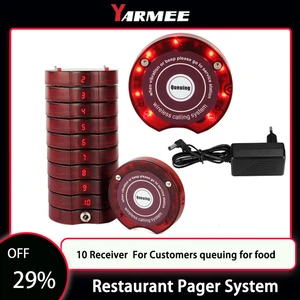 YARMEE Wireless Restaurant equipments kitchen Beeper Pager alarm calling system 10 Receiver For Customers queuing for food