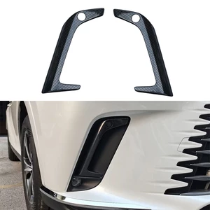 1 Pair Front Bumper Fog Light Trim Cover Fit for Lexus RX 350 350h 500h 2023 2024 Black Carbon Fiber Style Plastic