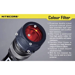 NiteCore NITNFR34 farebný filter  MT25, MT26, SRT6 a horáky s Ø 33 - 36 mm červená