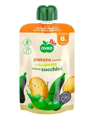 Dojčenská výživa zemiaky, hrášok, cukina - kapsička 90 g BIO   OVKO