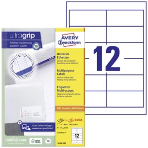 Avery-Zweckform 3659-200 etikety 97 x 42.3 mm papier  biela 2640 ks permanentné univerzálne etikety atrament, laser, kóp