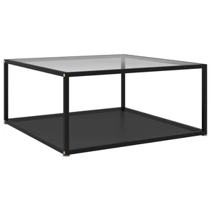 Tea Table Transparent and Black 31.5"x31.5"x13.8" Tempered Glass
