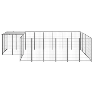 Dog Kennel Black 91.2 ft² Steel