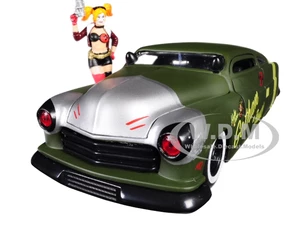 1951 Mercury Matt Green with Harley Quinn Diecast Figurine "DC Comics Bombshells" Series 1/24 Diecast Model Car by Jada