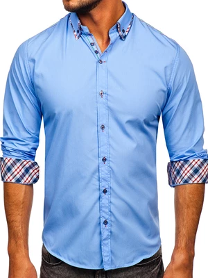 Blankytná pánská elegantní košile s dlouhým rukávem Bolf 3701
