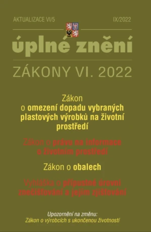 Aktualizace VI/5 2022 Zákon o obalech - Zákon o omezení dopadu vybraných plastových výrobků na životní prostředí