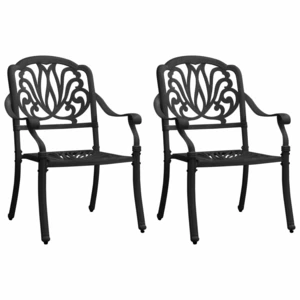 Garden Chairs 2 pcs Cast Aluminum Black