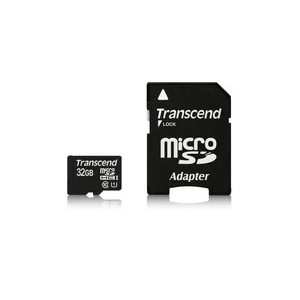 Pamäťová karta Transcend MicroSDHC Premium 32GB UHS-I U1 (45MB/s) + adapter (TS32GUSDU1) Transcend  MicroSDHC UHS-1 (Ultra High Speed) kombinuje působ