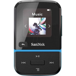 SanDisk Clip Sport Go MP3 prehrávač 32 GB modrá upevňovací klip, FM rádio, nahrávanie hlasu