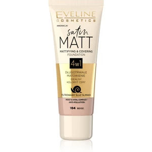 Eveline Cosmetics Satin Matt matující make-up se šnečím extraktem odstín 104 Beige 30 ml