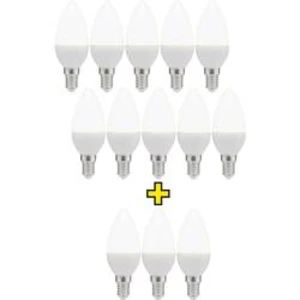 LED žárovka Basetech 230 V, E14, 3.5 W = 25 W, teplá bílá, A+ (A++ - E), tvar svíčky, 13 ks