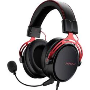 Mipow herní headset na kabel, stereo přes uši, jack 3,5 mm, černá, červená