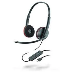 Telefonní headset USB-C na kabel, stereo Plantronics Blackwire C3220 binaural USB-C na uši černá