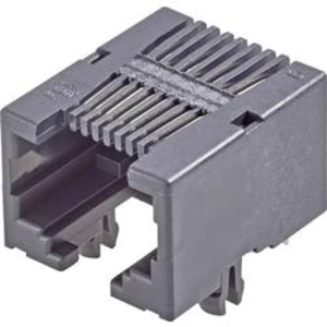 Konektor RJ FCI Modular jacks - zásuvka, vestavná horizontální RJ45 počet pólů: 8P8C, černá, 1 ks