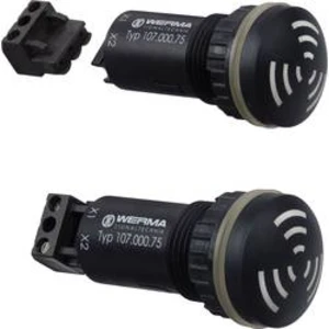 Vestavný signalizační bzučák Werma Signaltechnik 107.000.75, stálý tón, (Ø x v) 28.2 mm x 68.8 mm, 24 V/AC, 24 V/DC, 80 dB, IP65