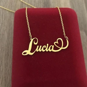Stainless Steel Custom Name Necklaces With Heart Vintage Letter Choker Necklace For Women Men Wedding Jewelry Set Free Shipping