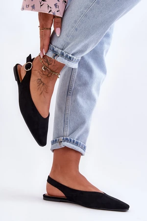 Women's suede ballerinas black Kenra