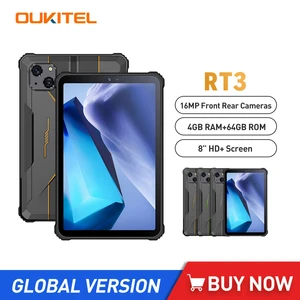 Oukitel RT3 Mini Rugged Tablet 8 Inch HD 5150 mAh 4GB+64GB Android 12 Tablets IP68&IP69K Waterproof Helio P22 16MP Camera Pad