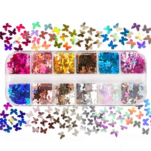 Mix Color Fluorescent Butterfly Glitter Eyelash Extension Accessories Nail Art Glitter Decorations Professional Makeup Tools