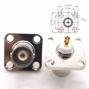 1pcs BNC Female Jack With 4 Holes Flange Panel 18.5*18.5Chassis Mount Coaxial Solder Connector adapters