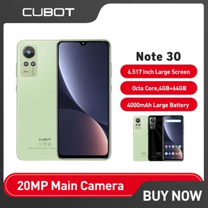 Cubot Note 30 Dual SIM 20MP Android 12 Mobile Phone 4GB+64GB(256GB Extended) Smartphone 6.517-Inch Screen 4000mAh