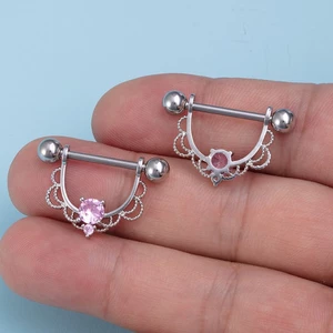1Pc Zircon U-shaped Nipple Ring Stainless Steel Barbell Sexy Nipple Clamp Septum Tragus Cartilage Half Round Clips Body Jewelry