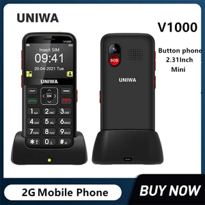 UNIWA V1000 2.31Inch 4G Phones Flashlight 0.3MP Camera Big Button Long Time Standby English Russian Keypad Mobile Phone Unlocked