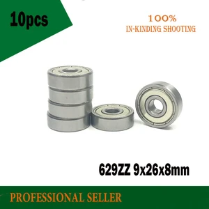 10pcs free shipping 629ZZ 9*26*8 mm 629 zz 9x26x8mm Miniature deep groove ball bearing