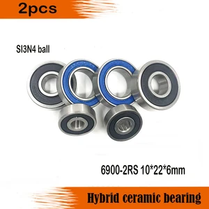 Free shipping 2PCS 6900-2RS 10x22x6mm 6900 2RS hybrid ceramic deep groove ball bearing SI3N4 BALL 10x22x6mm 61900
