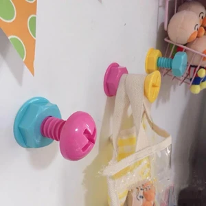 Cute Creative Screw Nail Shape Hook Clothes and Hat Hook Behind The Wall Door Household Clothing Bag Storage Sticky Hook