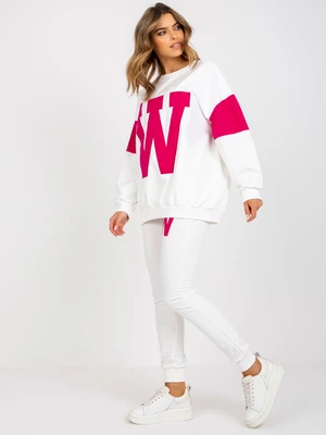 White-fuchsia tracksuit with oversize sweatshirt