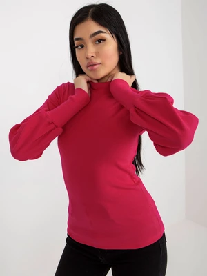 RUE PARIS basic fuchsia ribbed blouse