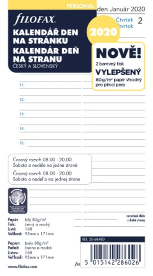 Filofax - kalendář 2021 osobní, den/1 str., link, ČJ+SJ