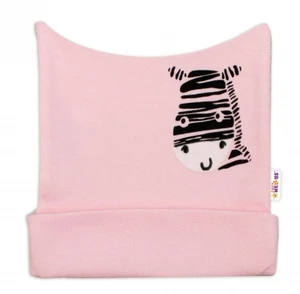 Novorozenecká čepička Baby Nellys, Zebra - růžová, vel. 56 (1-2m)
