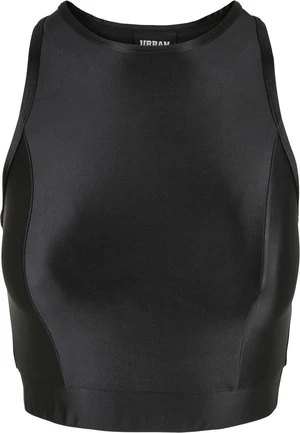 Women's Cropped Shiny Top Black