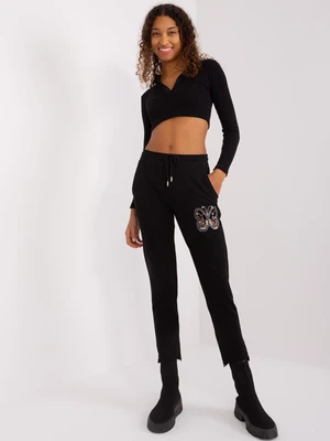 Black sweatpants with asymmetrical legs