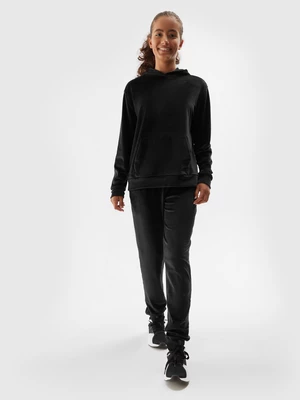 Dívčí velurové kalhoty typu jogger - černé