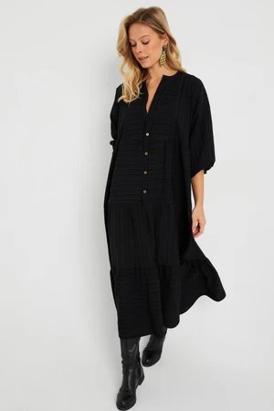 Cool & Sexy Women's Loose Midi Dress Black Q982