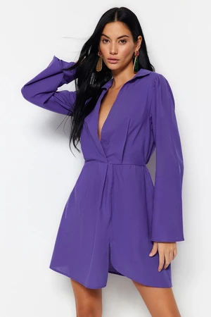 Trendyol Purple Mini Woven 100% Cotton Beach Dress