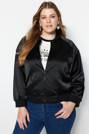 Trendyol Curve Black Zippered Woven Bomber Jacket