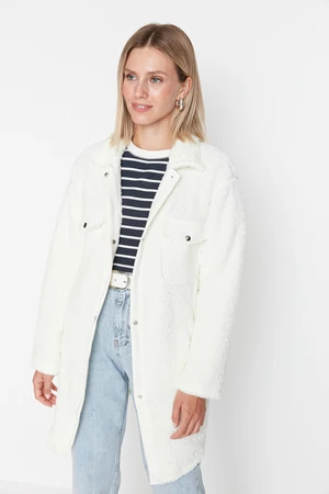 Trendyol Cream Plush Double Pocket Plush Coat