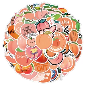 10/50Pcs Cute Cartoon Peach Stickers for Laptop Luggage Phone Car Scooter Funny Vinyl Decal for Kids Girl Children Gift
