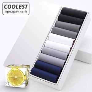 HSS 10Pairs Business Men Silk Socks Tear-resistant Breathable Casual Socks Ultra-thin Coolest Nylon Man Socks Stretchy Stockings