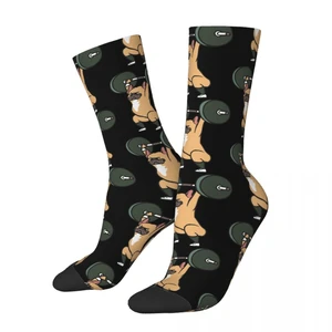 Funny Sock for Men The Snatch Weightlifting Hip Hop Harajuku French Bulldog Cute Dog Seamless Pattern Printed Boys Crew Sock