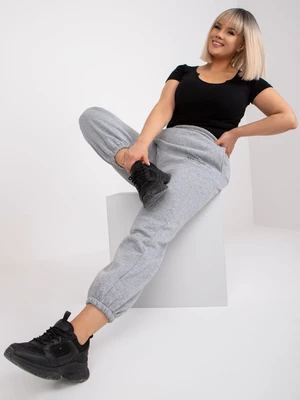 Large size grey melange sweatpants with Banni pockets