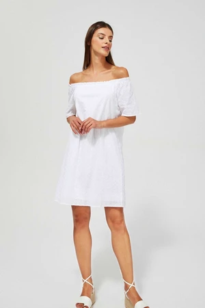 Openwork dress with exposed shoulders