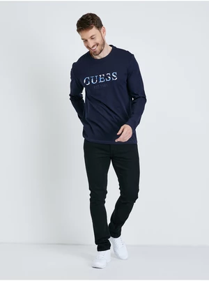 Dark Blue Men's Long Sleeve T-Shirt Guess Sorin - Men