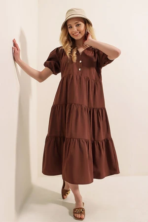 Bigdart 1937 Brown Watermelon Sleeve Tiered Dress